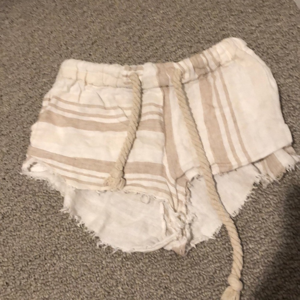 Distressed Patterned Draw-string Shorts
